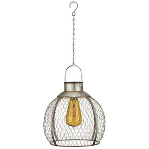 20" Round Chicken Wire Solar Lantern 2