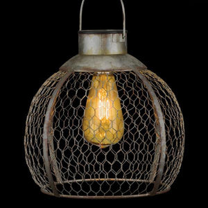 20" Round Chicken Wire Solar Lantern 3