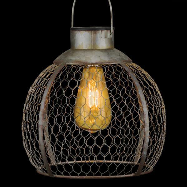 20" Round Chicken Wire Solar Lantern 3
