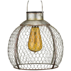 20" Round Chicken Wire Solar Lantern 1
