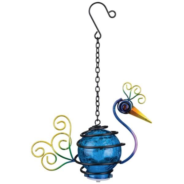 15.75" Blue Solar Peacock Lantern 2