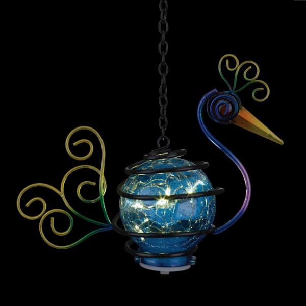 15.75" Blue Solar Peacock Lantern 3