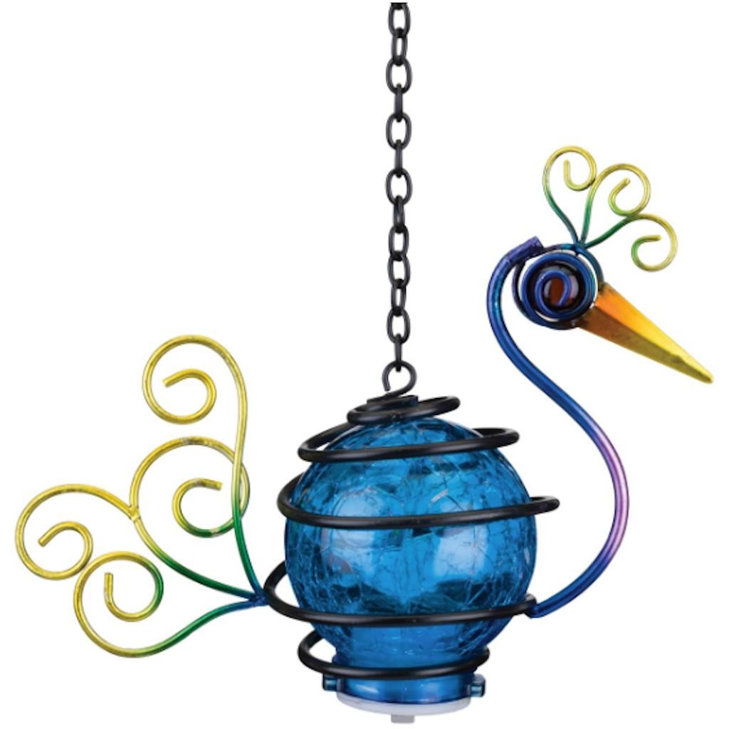 15.75" Blue Solar Peacock Lantern 1