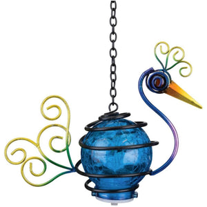 15.75" Blue Solar Peacock Lantern 1