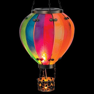19" Metal/Glass/Solar Large Rainbow Hot Air Balloon Wall Décor 2