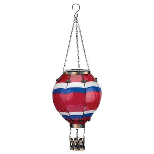 19" Metal/Glass/Solar Large Stripe Hot Air Balloon Wall Décor 2