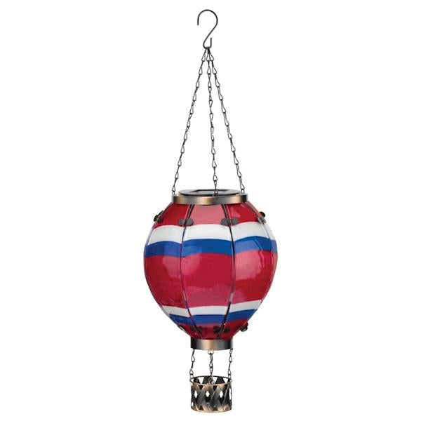 19" Metal/Glass/Solar Large Stripe Hot Air Balloon Wall Décor 2