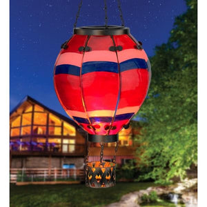 19" Metal/Glass/Solar Large Stripe Hot Air Balloon Wall Décor 3