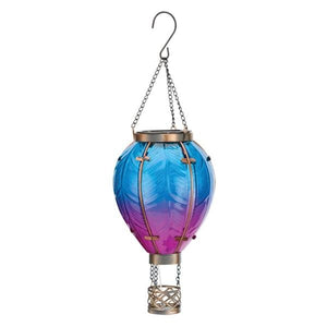15" Metal/Glass/Solar Small Blue Hot Air Balloon Wall Décor 2