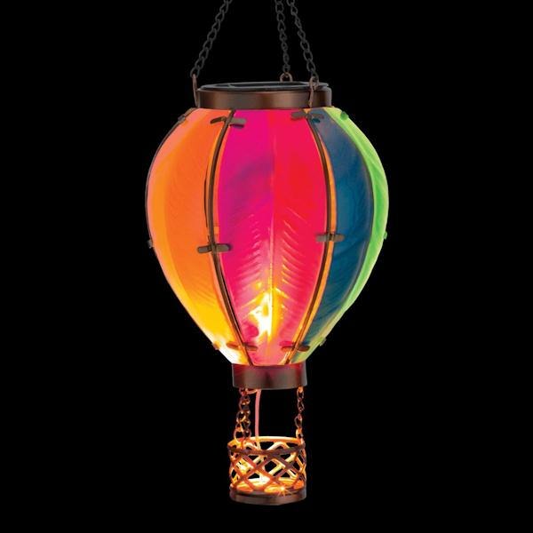 15" Metal/Glass/Solar Small Rainbow Hot Air Balloon Wall Décor 2