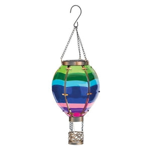 15" Metal/Glass/Solar Small Stripe Hot Air Balloon Wall Décor 2