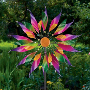 85" Triple Wind Spinner Twisted Flower 3