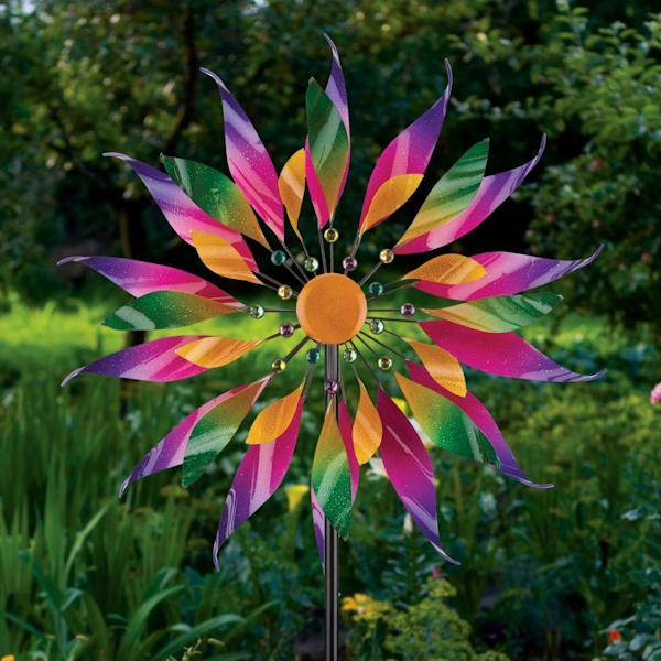 85" Triple Wind Spinner Twisted Flower 3