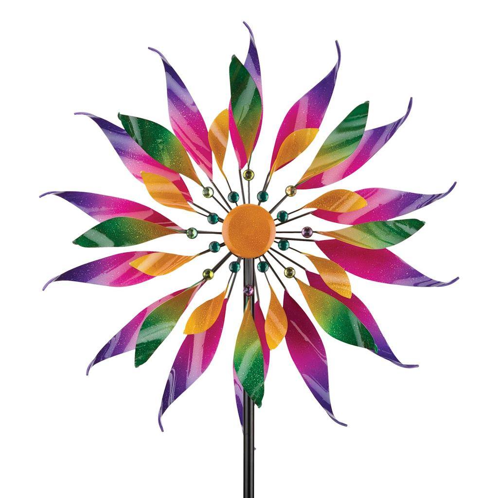 85" Triple Wind Spinner Twisted Flower 1
