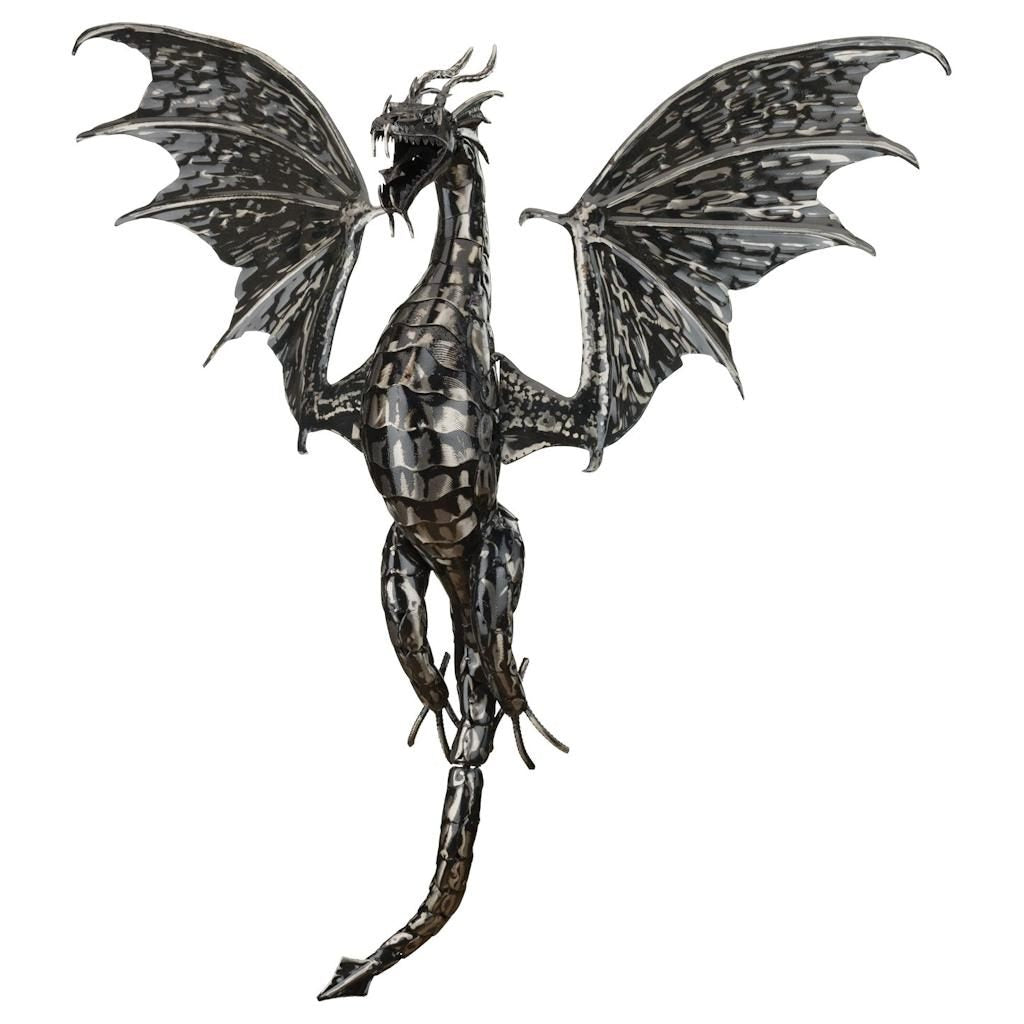 36" Gun Metal Dragon Wall Décor 1