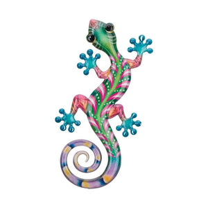 8" Green Pink Luster Gecko Wall Décor 1