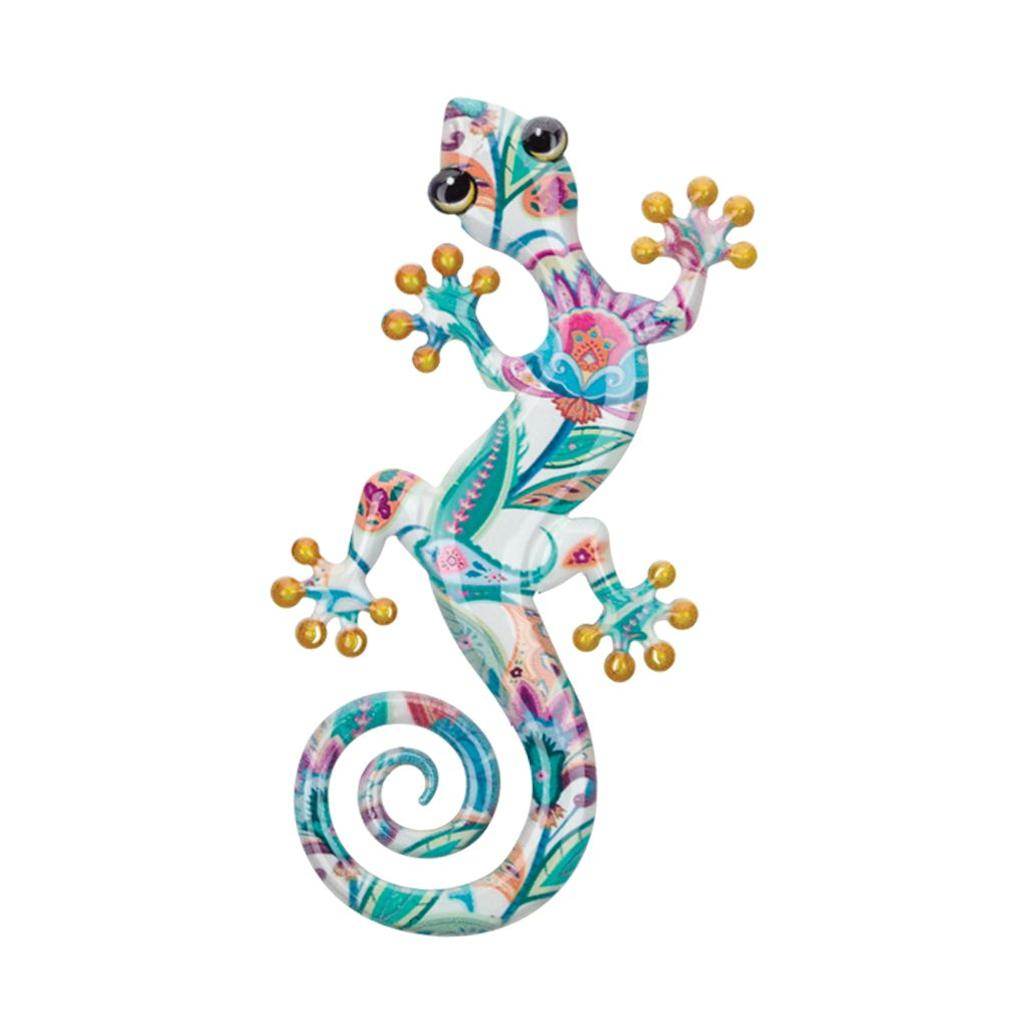 8" White Multi Luster Gecko Wall Décor 1