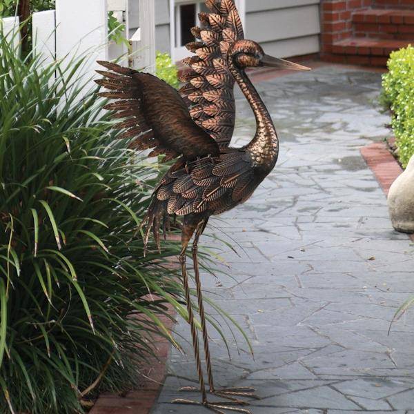 29" Wings Up Bronze Crane 2