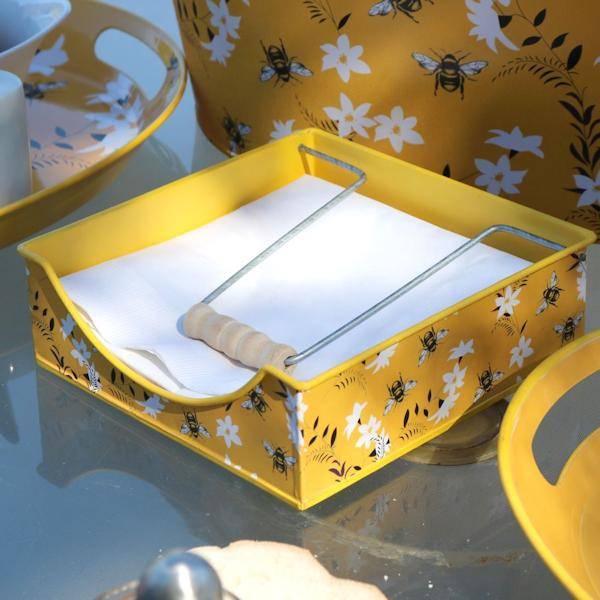 7.25" Bee Metal/Decal Paper/Wood Napkin Holder 2