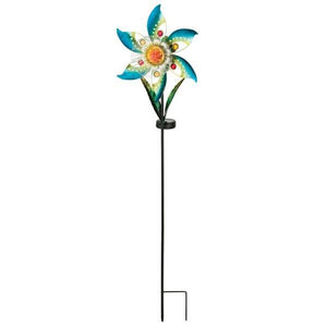 10.25" Solar Blossom Blue Flower Wind Spinner 2