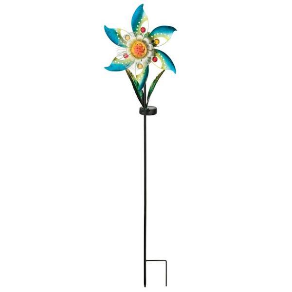 10.25" Solar Blossom Blue Flower Wind Spinner 2