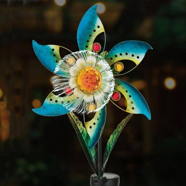 10.25" Solar Blossom Blue Flower Wind Spinner 3