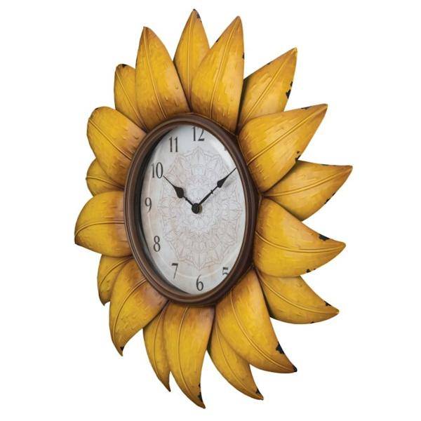 11" Metallic Sunflower Wall Clock 2
