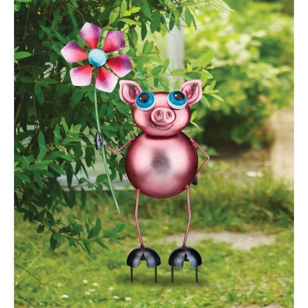 25" Pink Pig Solar LED Garden Stake Decor 2