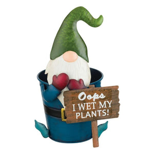 12" Gnome Oops I wet my Plants Planter Statue 1