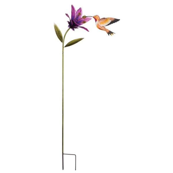 44" Rufous Hummingbird Flower Stakes Decor 2