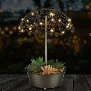 14.5" Succulent Umbrella Solar Outdoor Décor 2