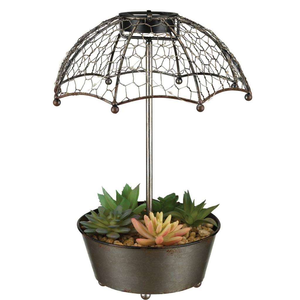 14.5" Succulent Umbrella Solar Outdoor Décor 1