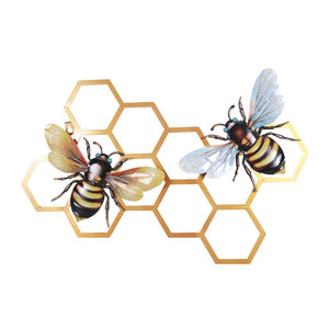 21" Yellow Honeycomb Luster Bee Wall Décor 1