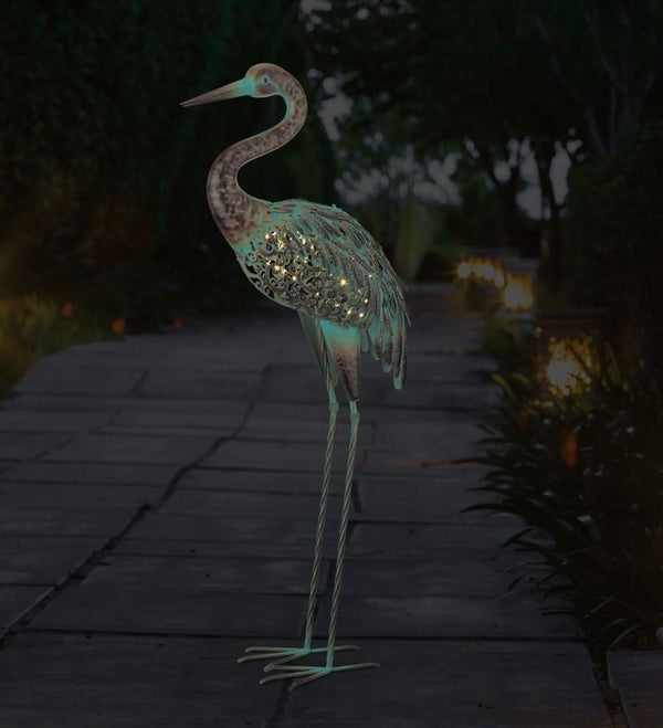 15" Patina Solar Down Crane Decor 2