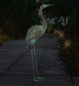 16" Patina Solar Up Crane Decor 2