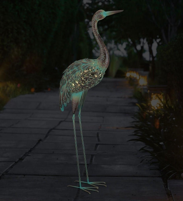 16" Patina Solar Up Crane Decor 2