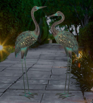 16" Patina Solar Up Crane Decor 3