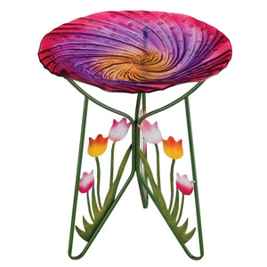 18" Tulips Birdbath/Feeder with Decorative Stand 1