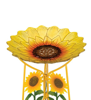 18" Sunflower Birdbath/Feeder with Decorative Stand 2