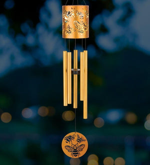 35" Satin Bee Aluminum/Steel/Acrylic Garden Solar Chime 3