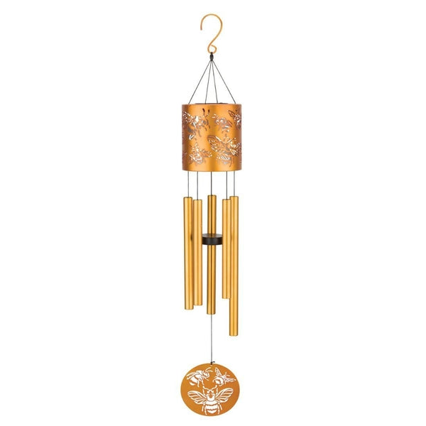 35" Satin Bee Aluminum/Steel/Acrylic Garden Solar Chime 1
