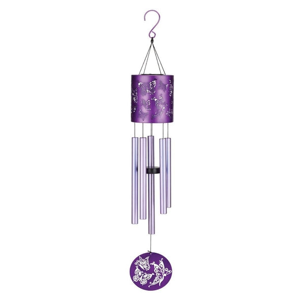 35" Satin Butterfly Aluminum/Steel/Acrylic Garden Solar Chime 1