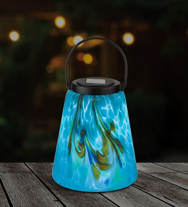 9" Blue Murano Solar Lantern 3