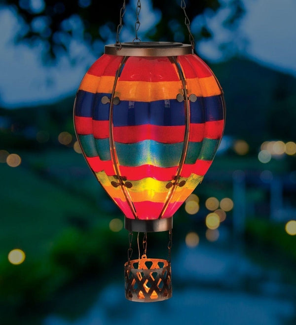 23.5" Multi Stripe Hot Air Balloon Solar Lantern LG 3