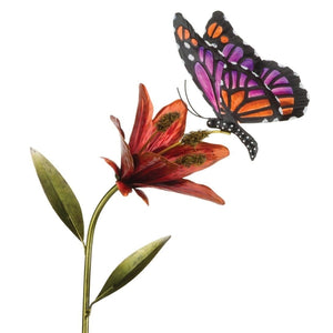 45" Pink Butterfly Flower Stake 1