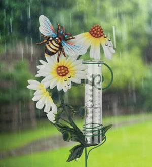 36" Flower Rain Gauge Bee Garden Stake 3