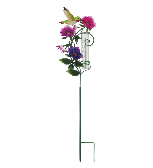 36.5" Flower Rain Gauge Hummingbird Garden Stake 2