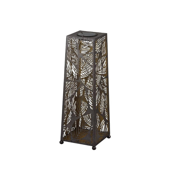 24" Gold Leaf Patio Shadow Solar LED Light Lantern 1