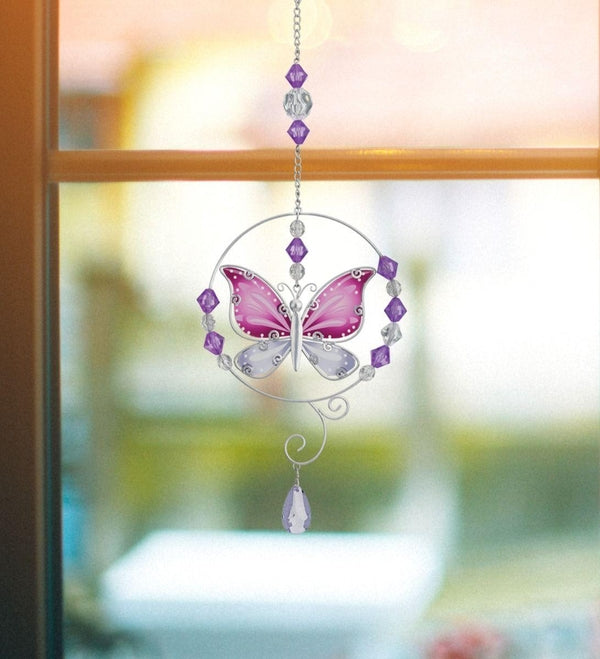 6" Purple Stargazing Butterfly Sun Catcher Decor 2