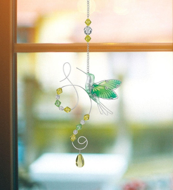 6.5" Green Stargazing Hummingbird Sun Catcher Decor 2
